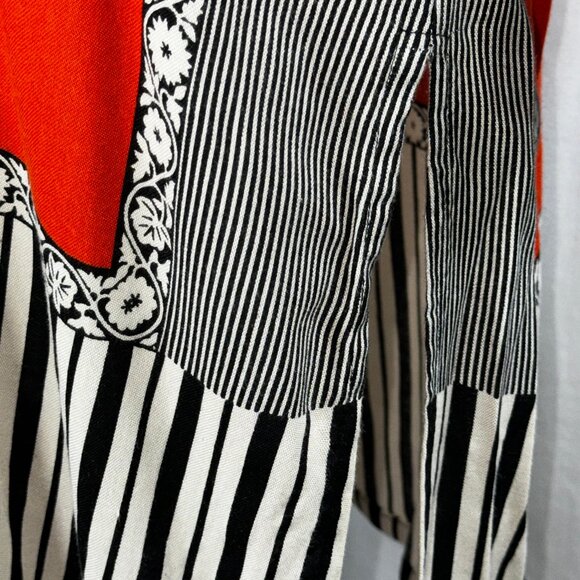 Luxurious! SANA SAFINAZ Kaftan in Orange & Black Viscose Size Medium - Picture 5 of 11